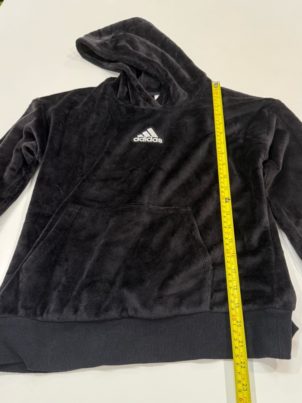 Adidas Kids Black Plush Fleece Hoodie Pullover - Picture 4 of 7